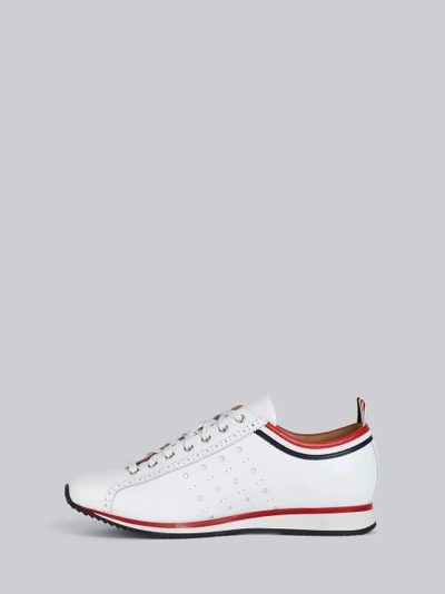 Shop Thom Browne Leather Rugby Running Shoe In White