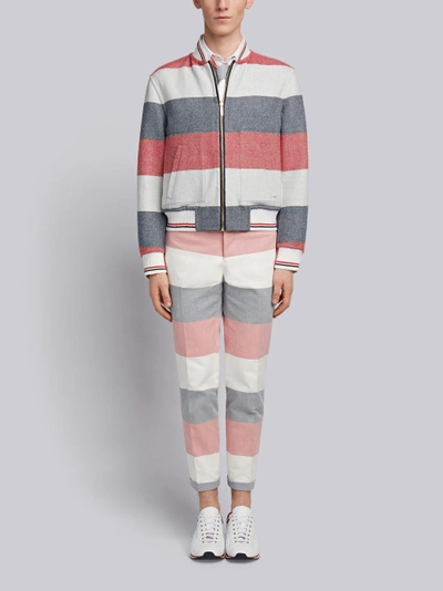 Shop Thom Browne Reversible Rugby Stripe Melton Wool Blouson Bomber In Multicolour