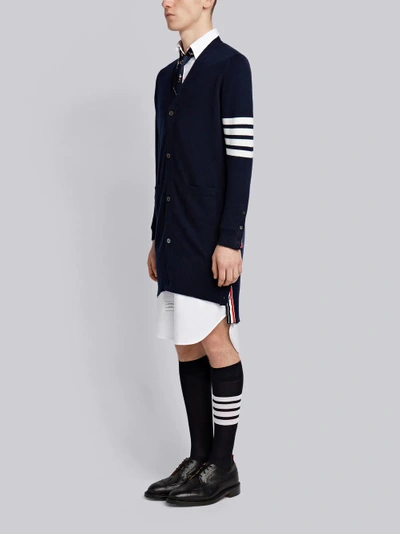 Shop Thom Browne 4-bar Long Cashmere Cardigan In Blue