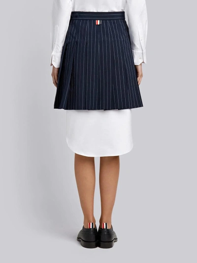 Shop Thom Browne Chalk Stripe Pleated Mini Skirt In Blue