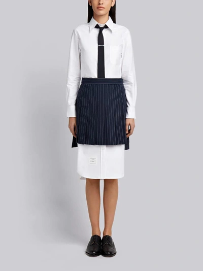 Shop Thom Browne Chalk Stripe Pleated Mini Skirt In Blue