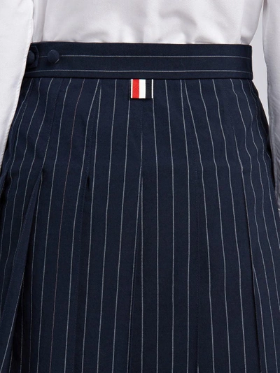 Shop Thom Browne Chalk Stripe Pleated Mini Skirt In Blue