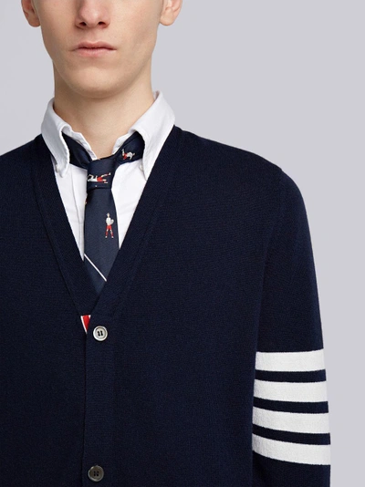 Shop Thom Browne 4-bar Long Cashmere Cardigan In Blue