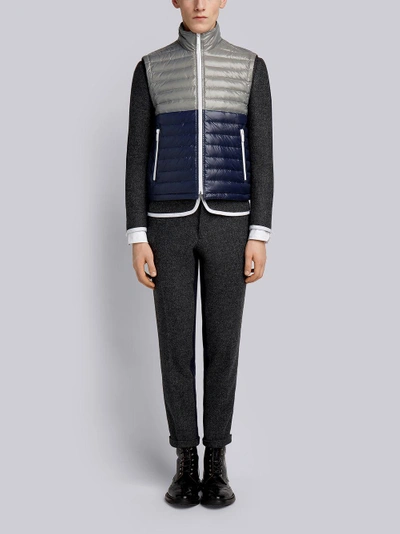 Shop Thom Browne Down-filled Bicolor Tech Vest In Satin Finish In Grey