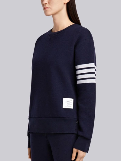 Shop Thom Browne Double-faced Cashmere Crewneck Sweatshirt In Blue