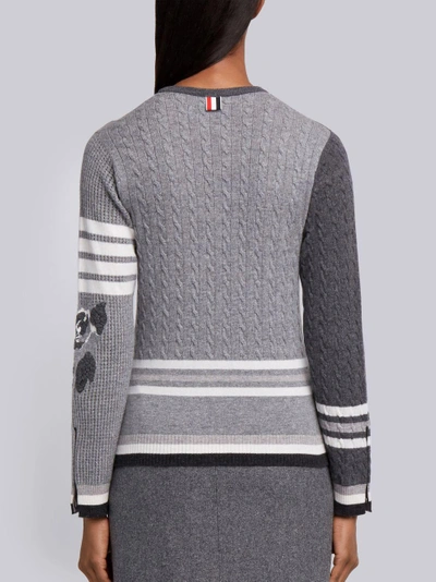 Shop Thom Browne Rose Instarsia Cashmere Pullover In Grey
