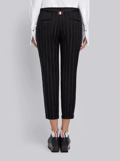 Shop Thom Browne Chenille Banker Stripe Lowrise Skinny Trouser With Grosgrain Tuxedo Stripe In Black