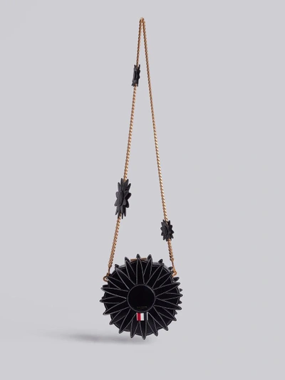 Shop Thom Browne Flower Icon Calfskin Clutch Bag In Black