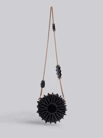 Shop Thom Browne Flower Icon Calfskin Clutch Bag In Black