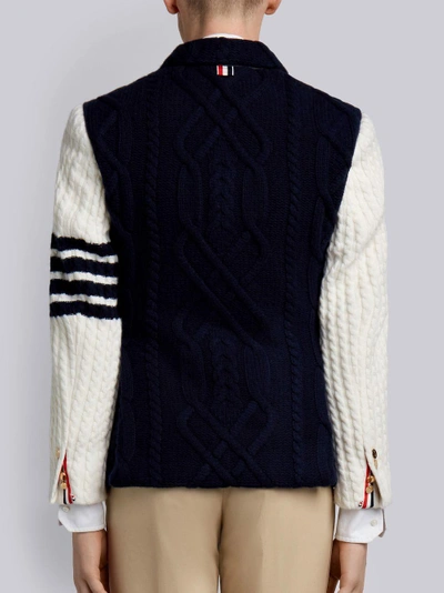 Shop Thom Browne 4-bar Knit Sleeve Sport Coat In Blue