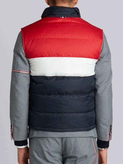 Shop Thom Browne Three Panel Downfilled Funnel Collar Ski Vest In Mini Ripstop In Red