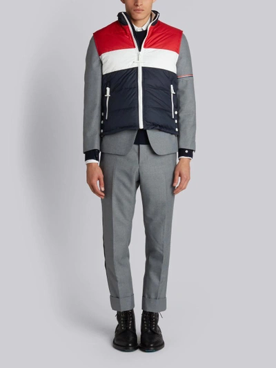 Shop Thom Browne Three Panel Downfilled Funnel Collar Ski Vest In Mini Ripstop In Red