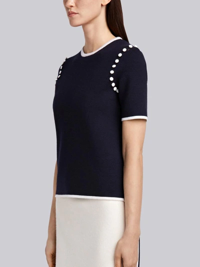 Shop Thom Browne Bridal Button Merino Tee In Blue