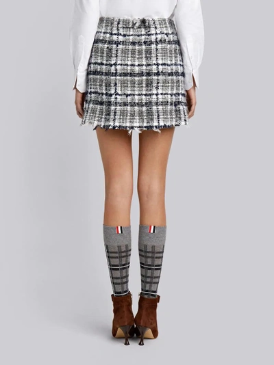 Shop Thom Browne Front-buttoned Reflective Tweed Mini Skirt In Grey
