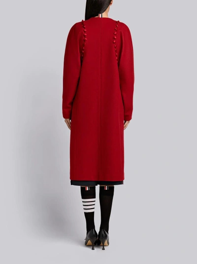 Shop Thom Browne Bridal Button Overcoat In Pilot Cloth Melton In Red