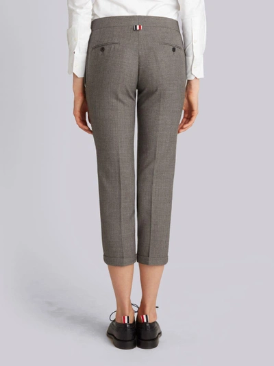 Shop Thom Browne Medium Grey 2-ply Wool Fresco Low-rise Skinny Trouser