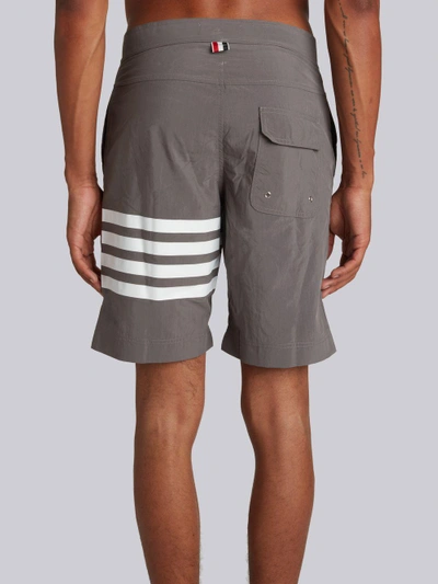 Shop Thom Browne Board Short With Printed 4-bar In Grey Brushed Finish Swim Tech