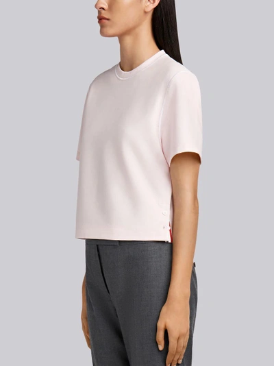 Shop Thom Browne Contrast Cover-stitched Tee In Milano Tech In Pink