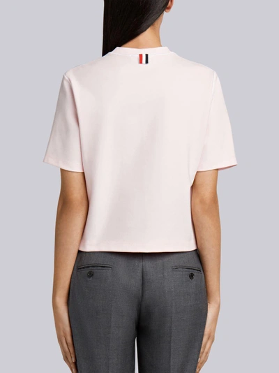 Shop Thom Browne Contrast Cover-stitched Tee In Milano Tech In Pink