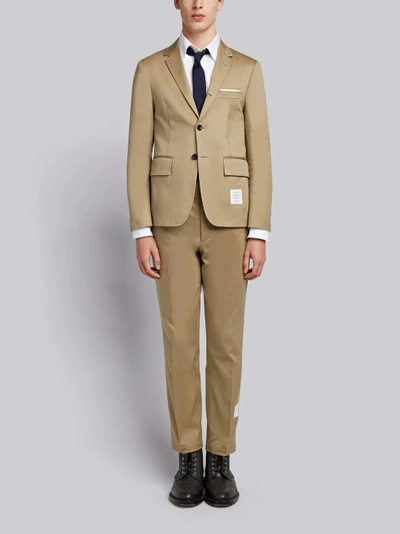 Shop Thom Browne Camel Cotton Unconstructed Single Breasted 4-bar Classic Jacket In Neutrals