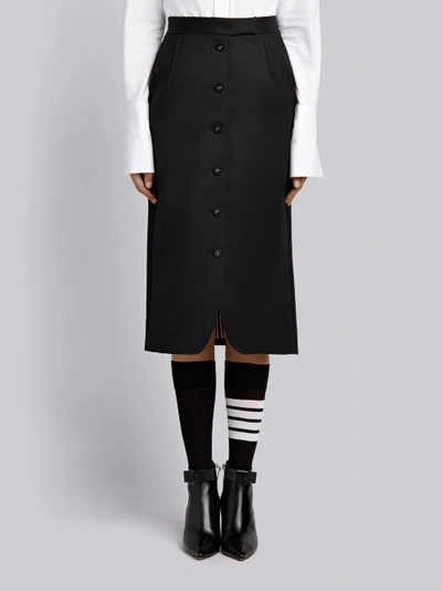 Shop Thom Browne Pintuck Cutaway Pencil Skirt In Cavalry Twill In Black