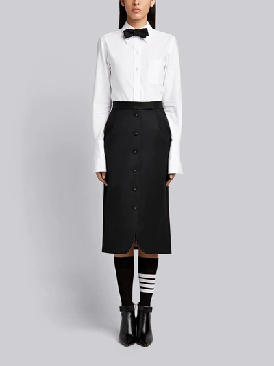 Shop Thom Browne Pintuck Cutaway Pencil Skirt In Cavalry Twill In Black