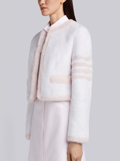 Shop Thom Browne Mink Fur Cardigan Jacket In White