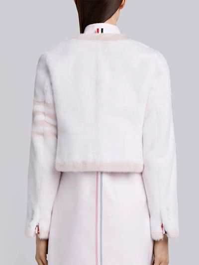 Shop Thom Browne Mink Fur Cardigan Jacket In White