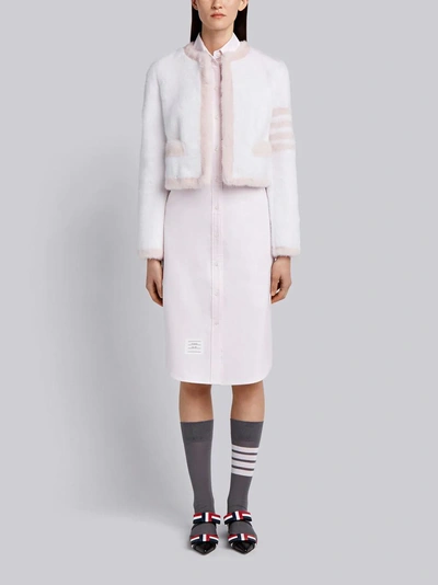 Shop Thom Browne Mink Fur Cardigan Jacket In White