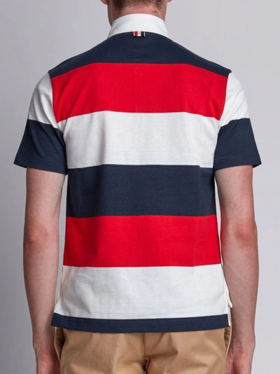 Shop Thom Browne Bicolor Rugby Stripe Polo In Blue