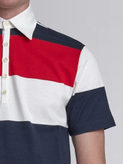 Shop Thom Browne Bicolor Rugby Stripe Polo In Blue