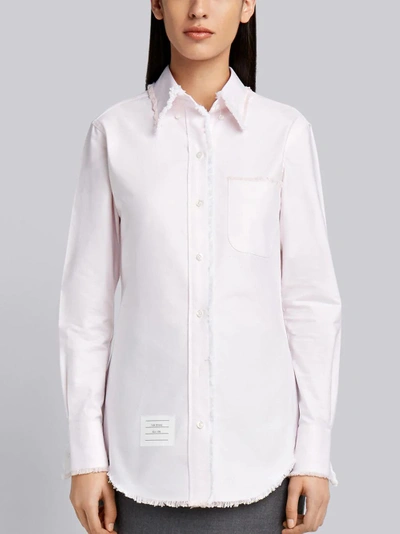 Shop Thom Browne Frayed Button-down Oxford Shirt In Pink