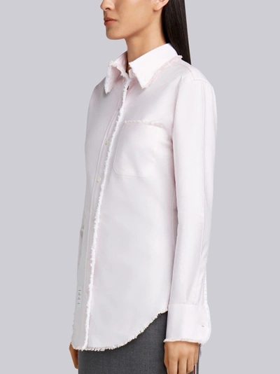 Shop Thom Browne Frayed Button-down Oxford Shirt In Pink