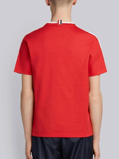 Shop Thom Browne Bicolor Half-and-half Short Sleeve Tee In Blue