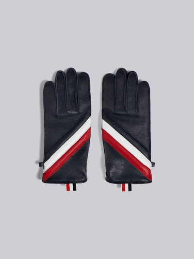 Shop Thom Browne Quilted Deerskin Leather Glove In Blue