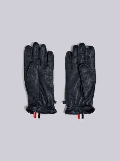 Shop Thom Browne Quilted Deerskin Leather Glove In Blue