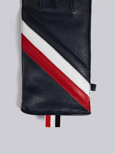 Shop Thom Browne Quilted Deerskin Leather Glove In Blue