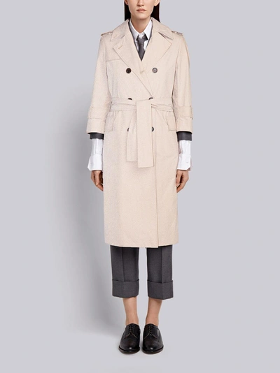 Shop Thom Browne Reflective Tech Double-breasted Trench Coat In Neutrals
