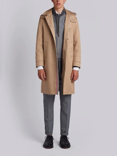 Shop Thom Browne Detachable Hood Snap Front Parka (38”) In Mackintosh In Neutrals