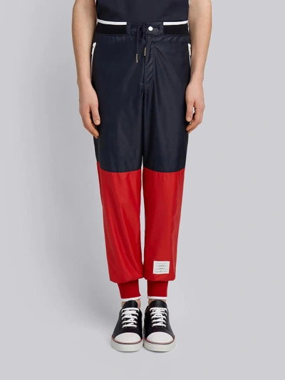 Shop Thom Browne Bicolor Half-and-half Ripstop Sweatpants In Red