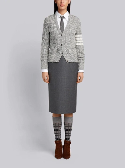 Shop Thom Browne Wool Blend V-neck Cardigan In Grey