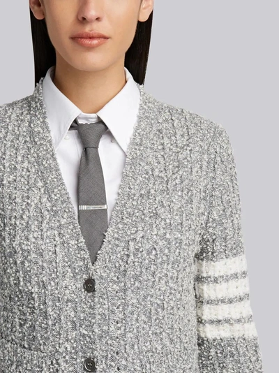 Shop Thom Browne Wool Blend V-neck Cardigan In Grey