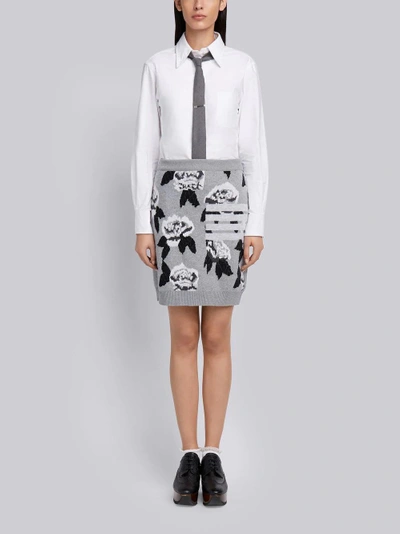 Shop Thom Browne Boucle Rose Jacquard Mini Skirt In Grey