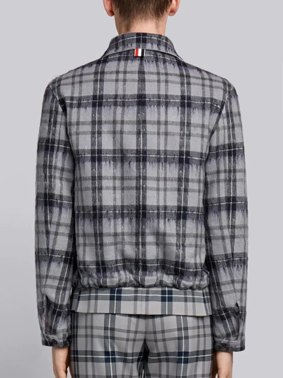 Shop Thom Browne Tartan Elastic Hem Hairy Mohair Golf Jacket In Grey