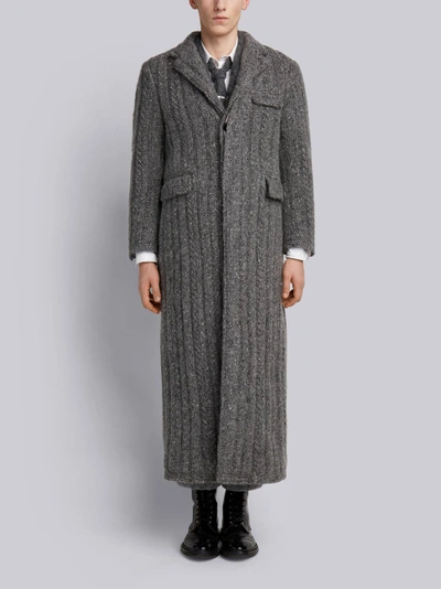 Shop Thom Browne Horseshoe-knit Wool Chesterfield Overcoat In Grey