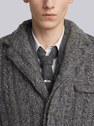 Shop Thom Browne Horseshoe-knit Wool Chesterfield Overcoat In Grey