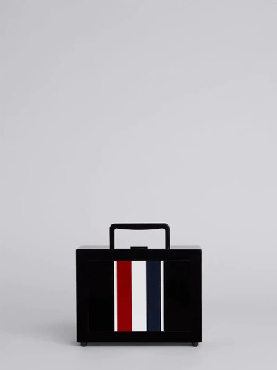 Shop Thom Browne Rwb Stripe Plexiglass Lunchbox Bag In Black