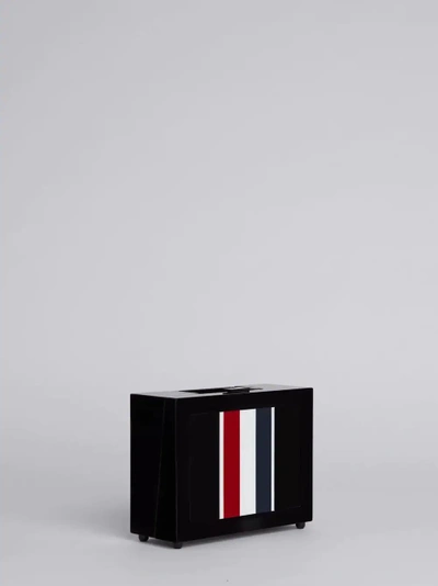 Shop Thom Browne Rwb Stripe Plexiglass Lunchbox Bag In Black