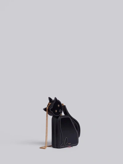 Shop Thom Browne Cat Icon Calfskin Clutch Bag In Black