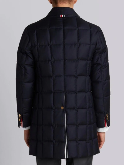 Shop Thom Browne Quilted Down Super 130s Overcoat In Blue